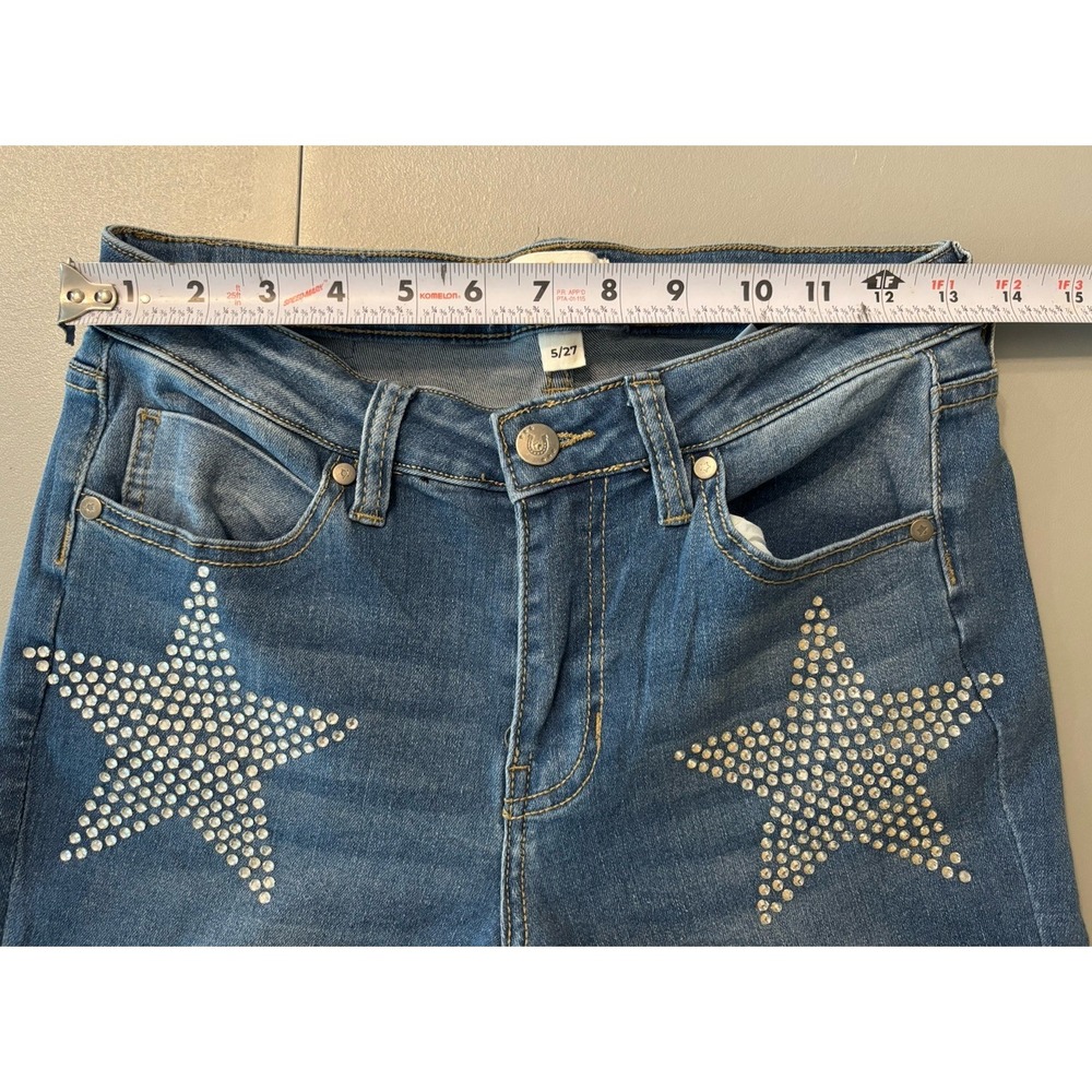 Austin Landing Rhinestone Western Star Flare Mid Rise Jeans Women's Sz 5 Stretch - Picture 5 of 9